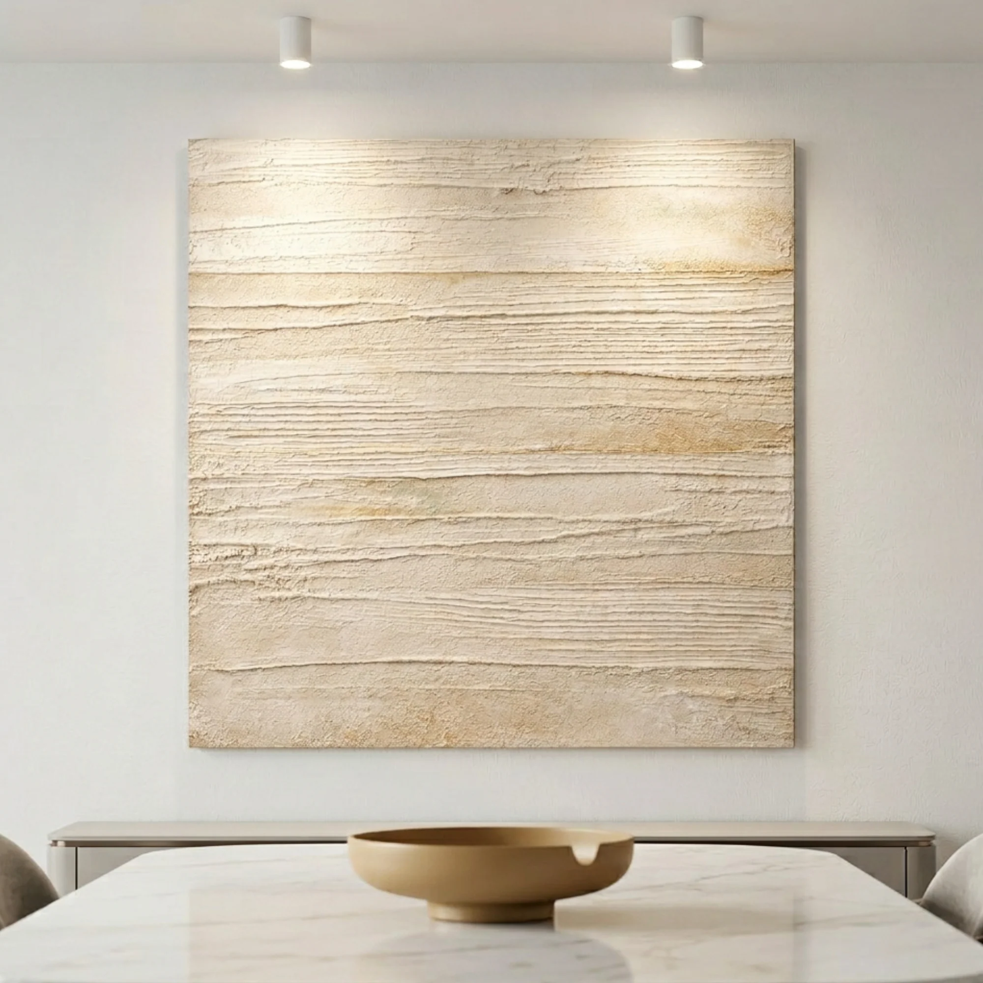 Wabi-Sabi Horizontal Lines — Scored Plaster Wall Art