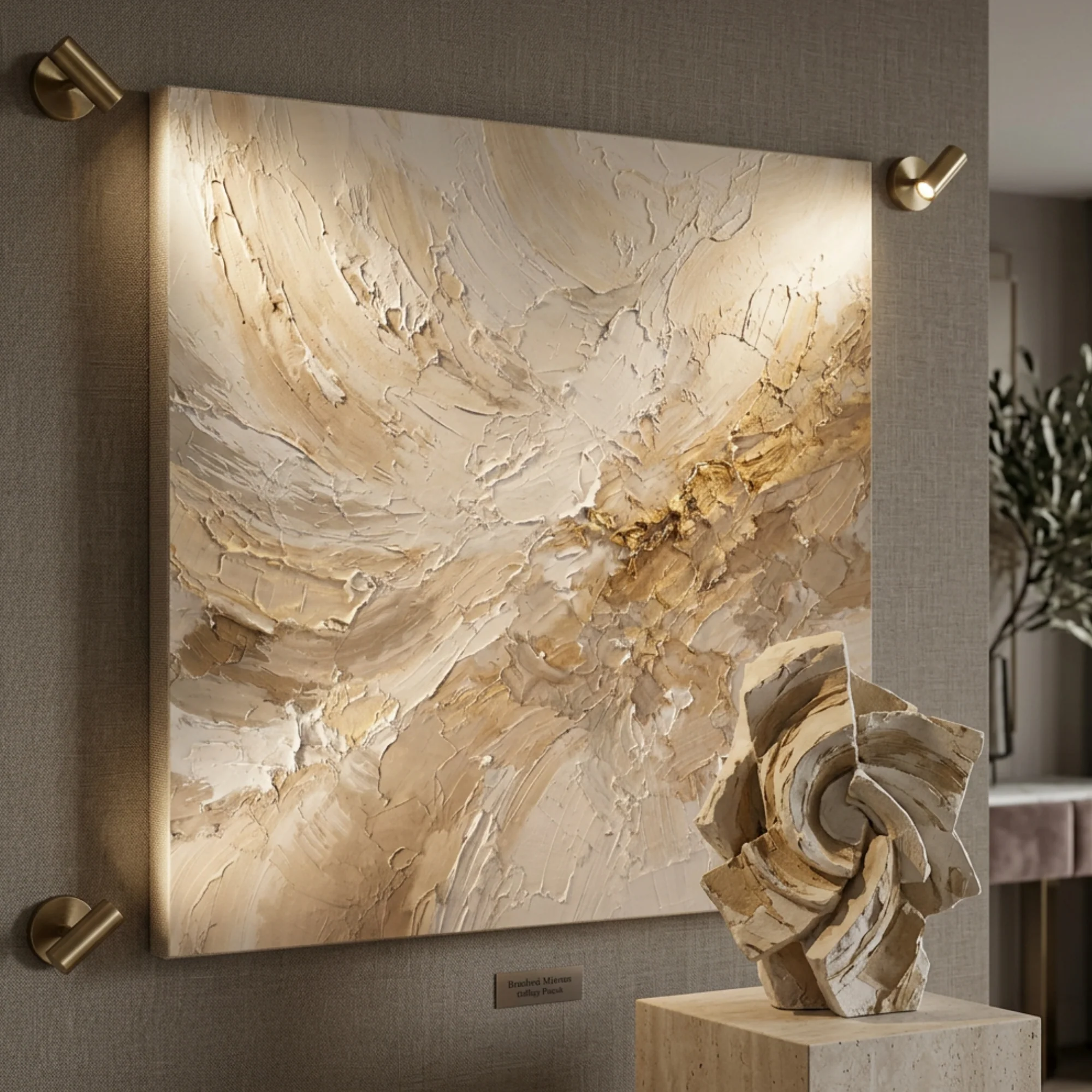 Warm Neutral Impasto Abstract — Palette Knife Wall Art - Image 2