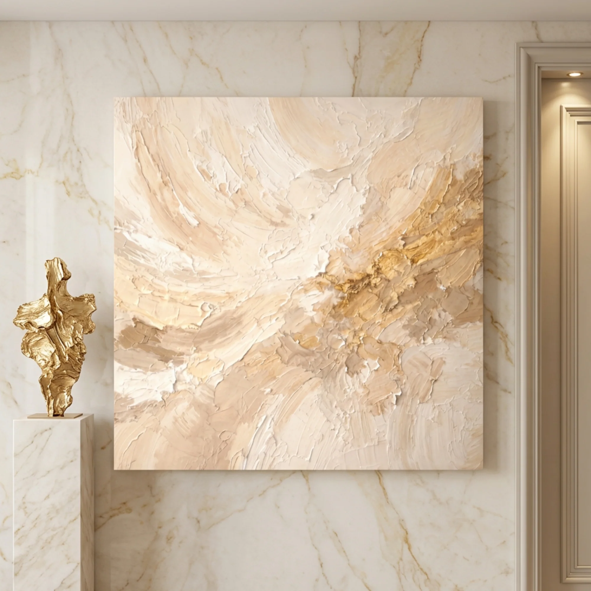 Warm Neutral Impasto Abstract — Palette Knife Wall Art - Image 4