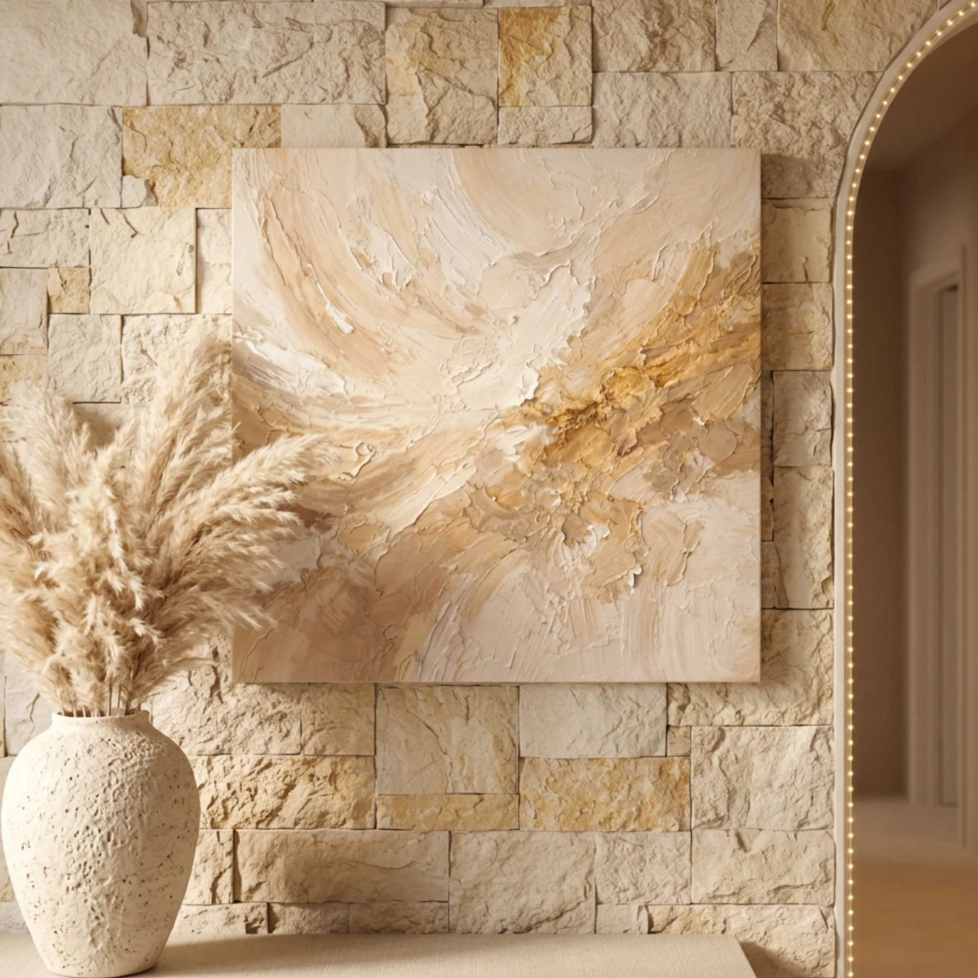 Warm Neutral Impasto Abstract — Palette Knife Wall Art - Image 5