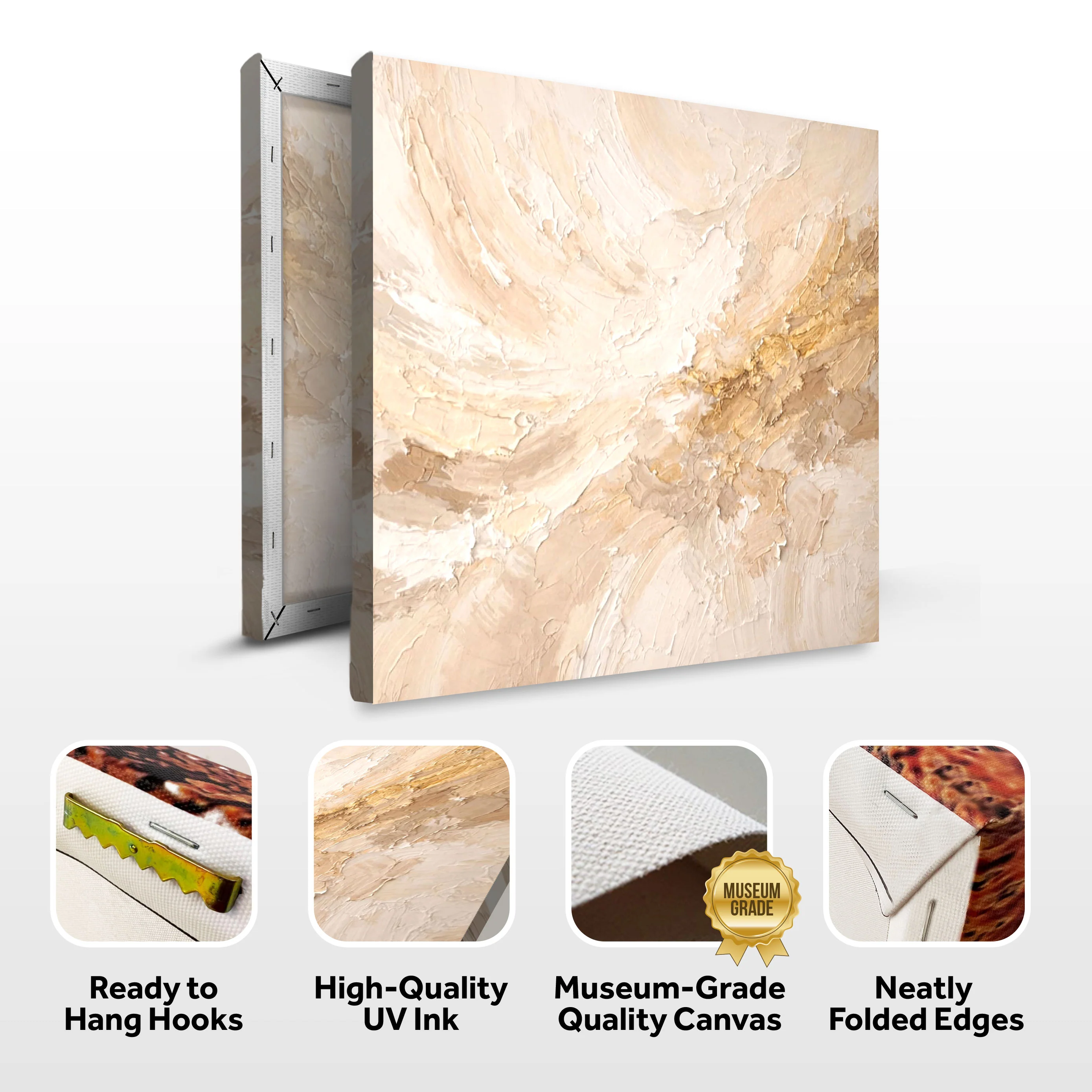 Warm Neutral Impasto Abstract — Palette Knife Wall Art - Image 8