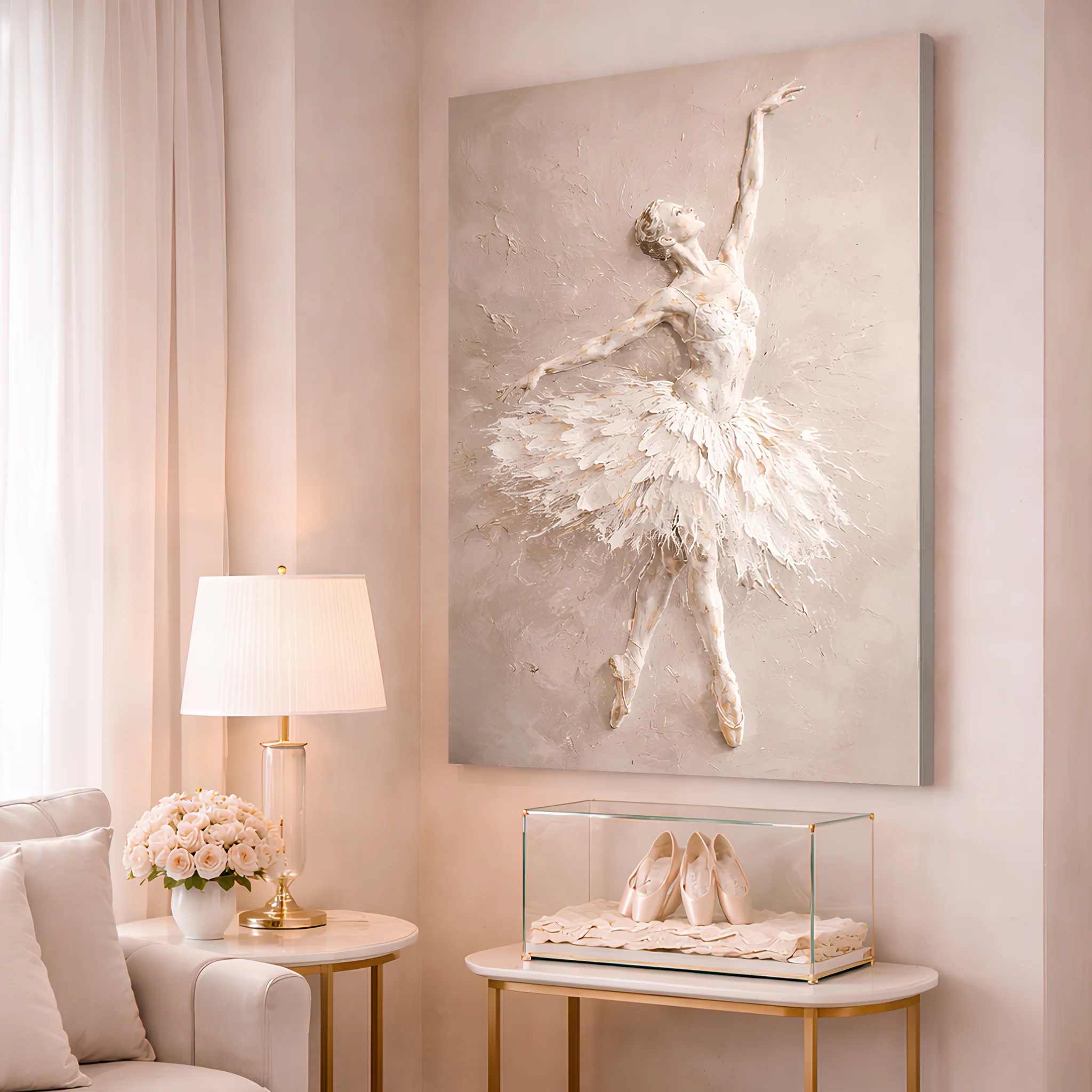 White Impasto Ballet Dancer — Single Figure Wall Art - Image 4