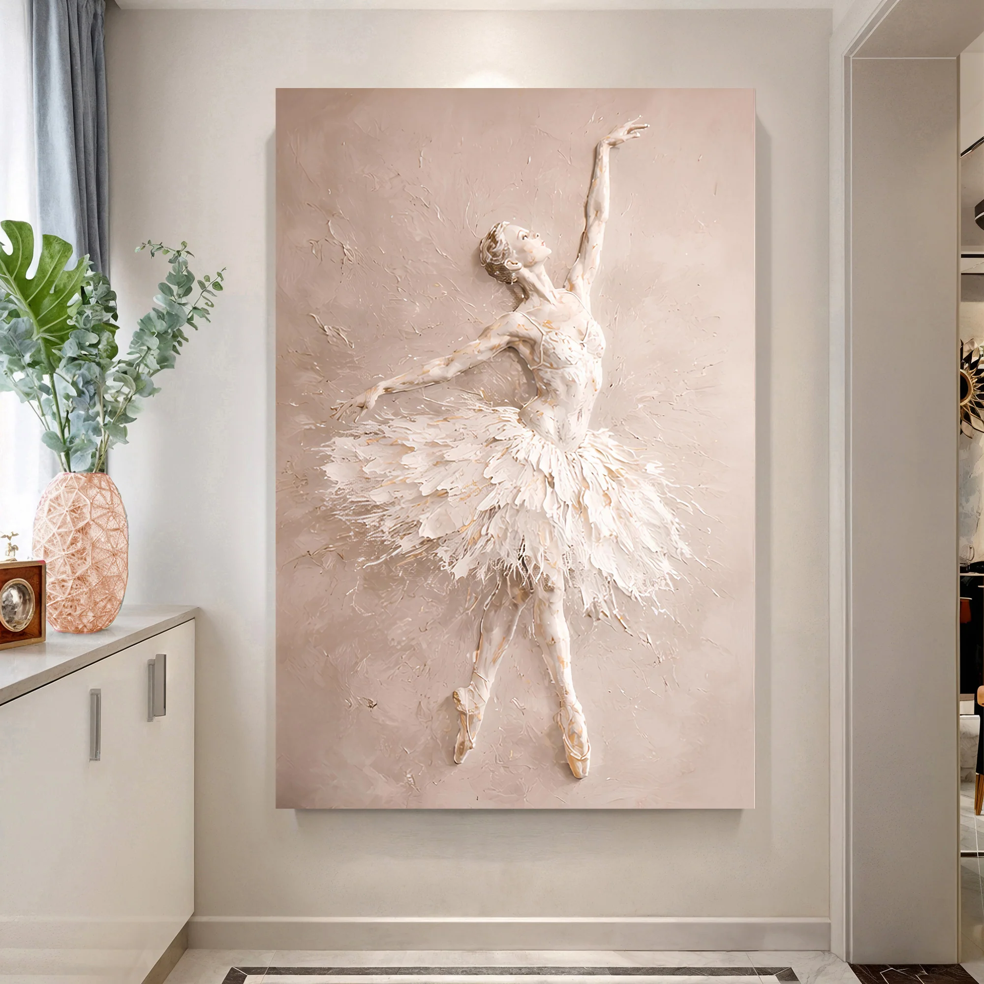 White Impasto Ballet Dancer — Single Figure Wall Art - Image 5