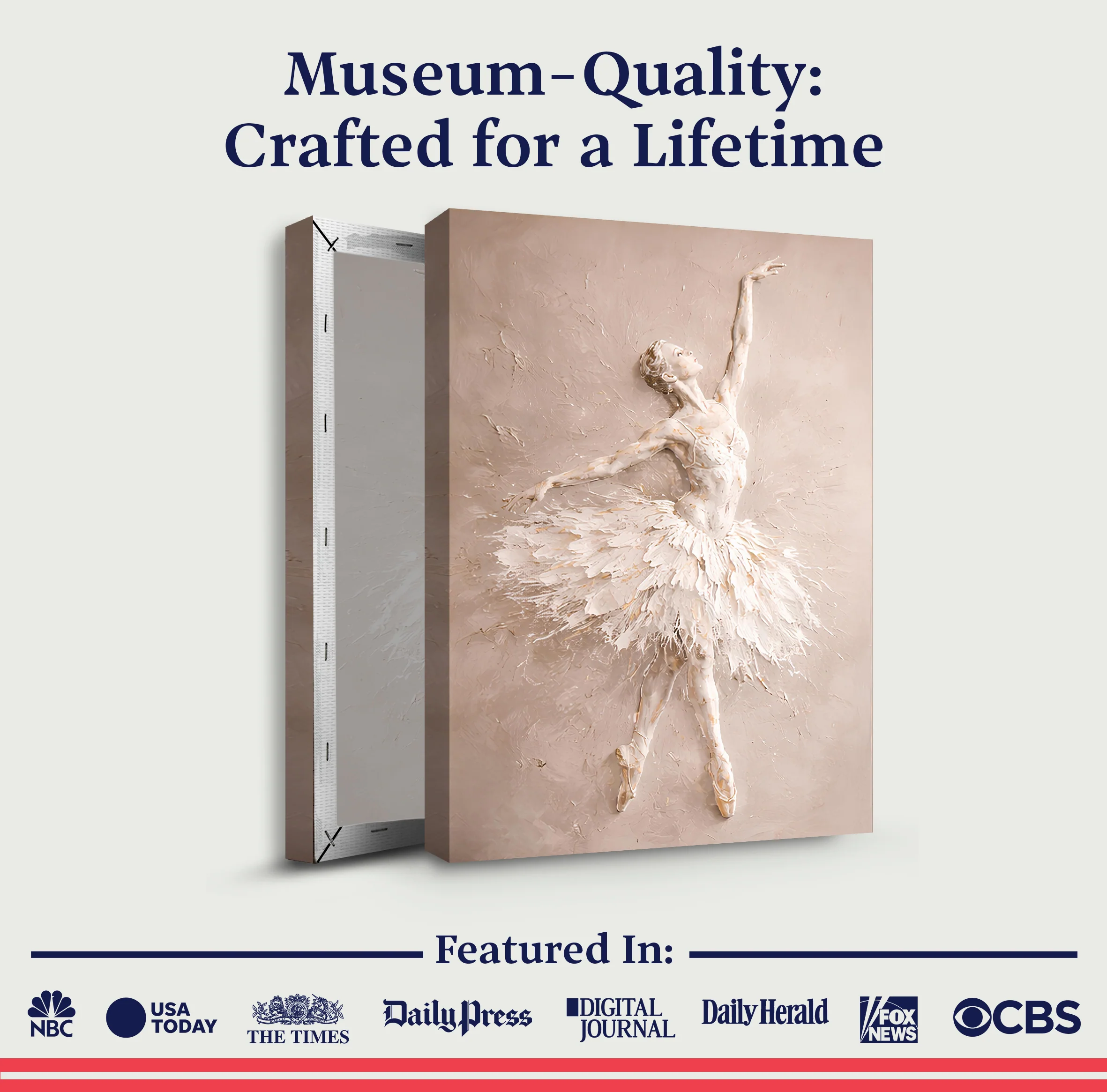 White Impasto Ballet Dancer — Single Figure Wall Art - Image 6