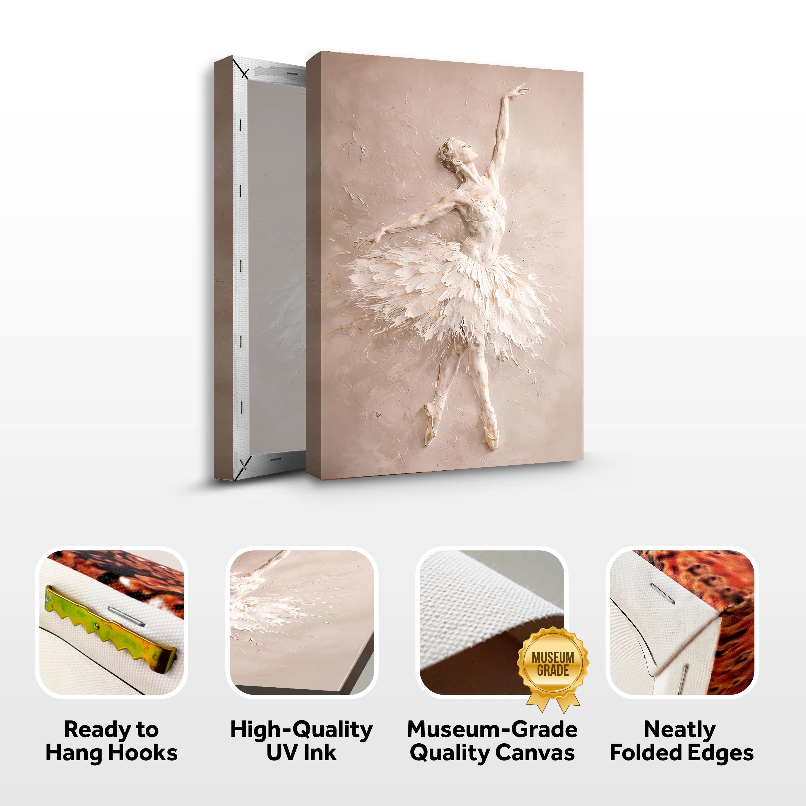 White Impasto Ballet Dancer — Single Figure Wall Art - Image 8