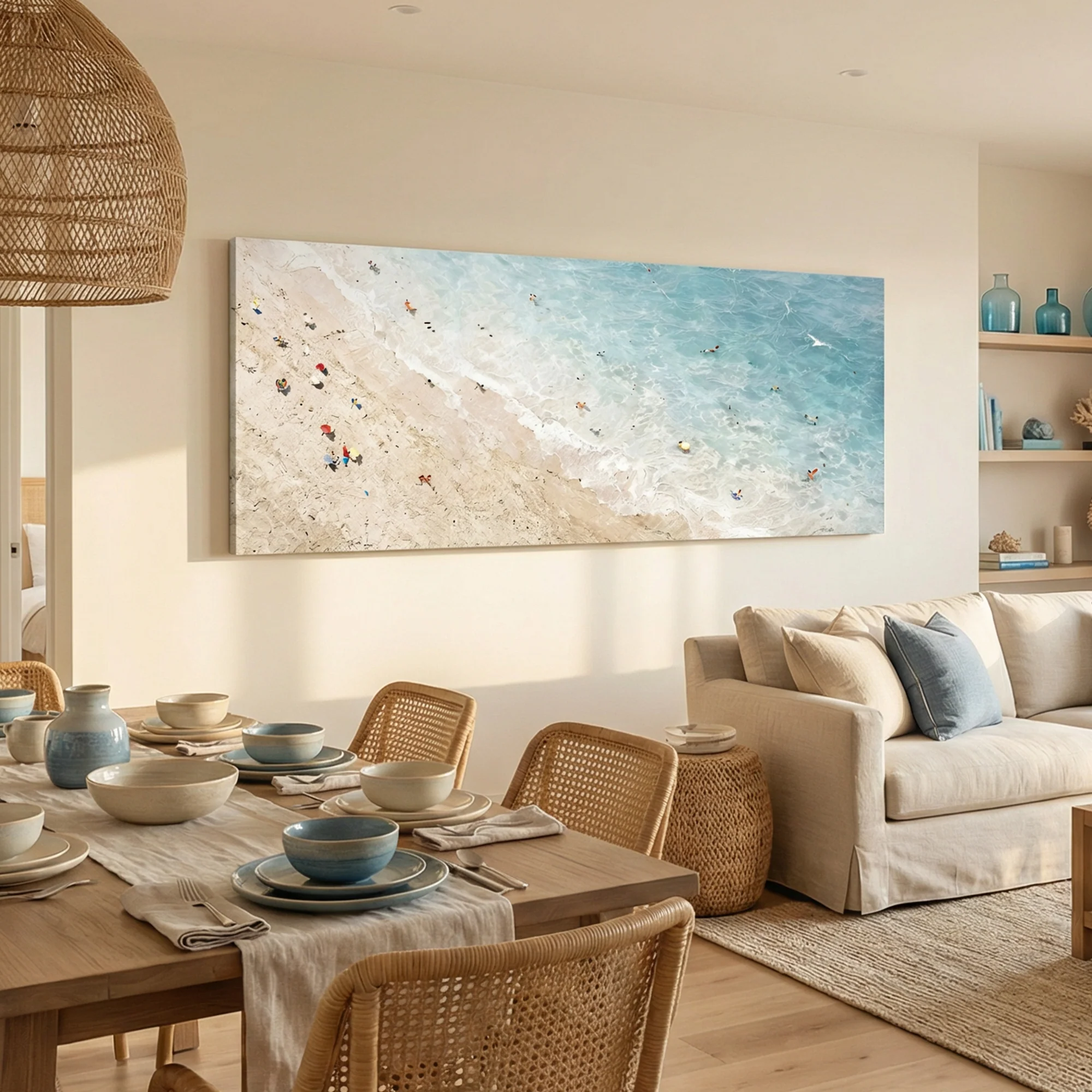 White Impasto Beach Wall Art - Image 3