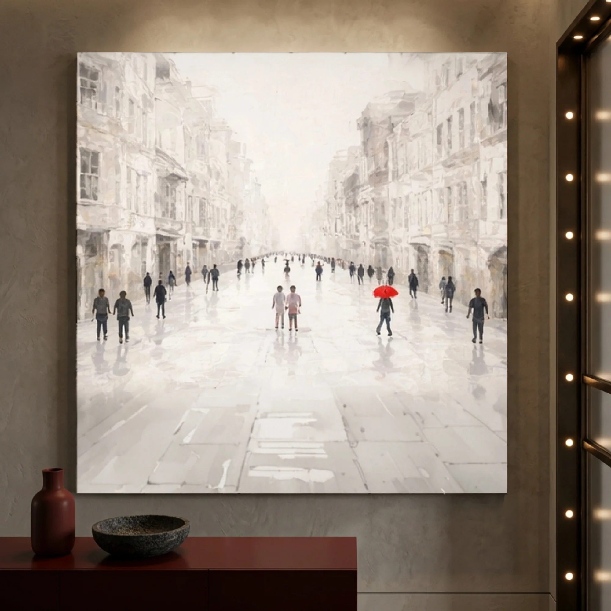 White Impasto Cityscape Wall Art