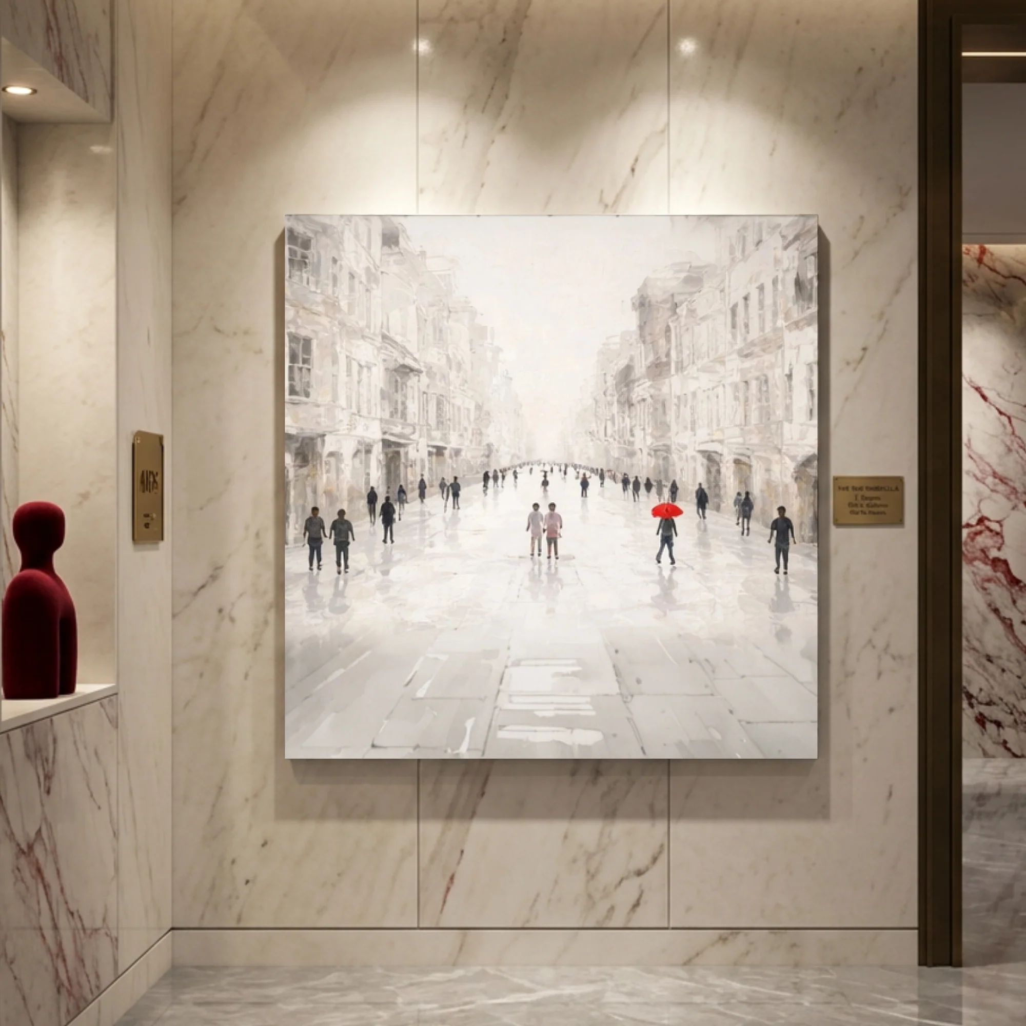 White Impasto Cityscape Wall Art - Image 3