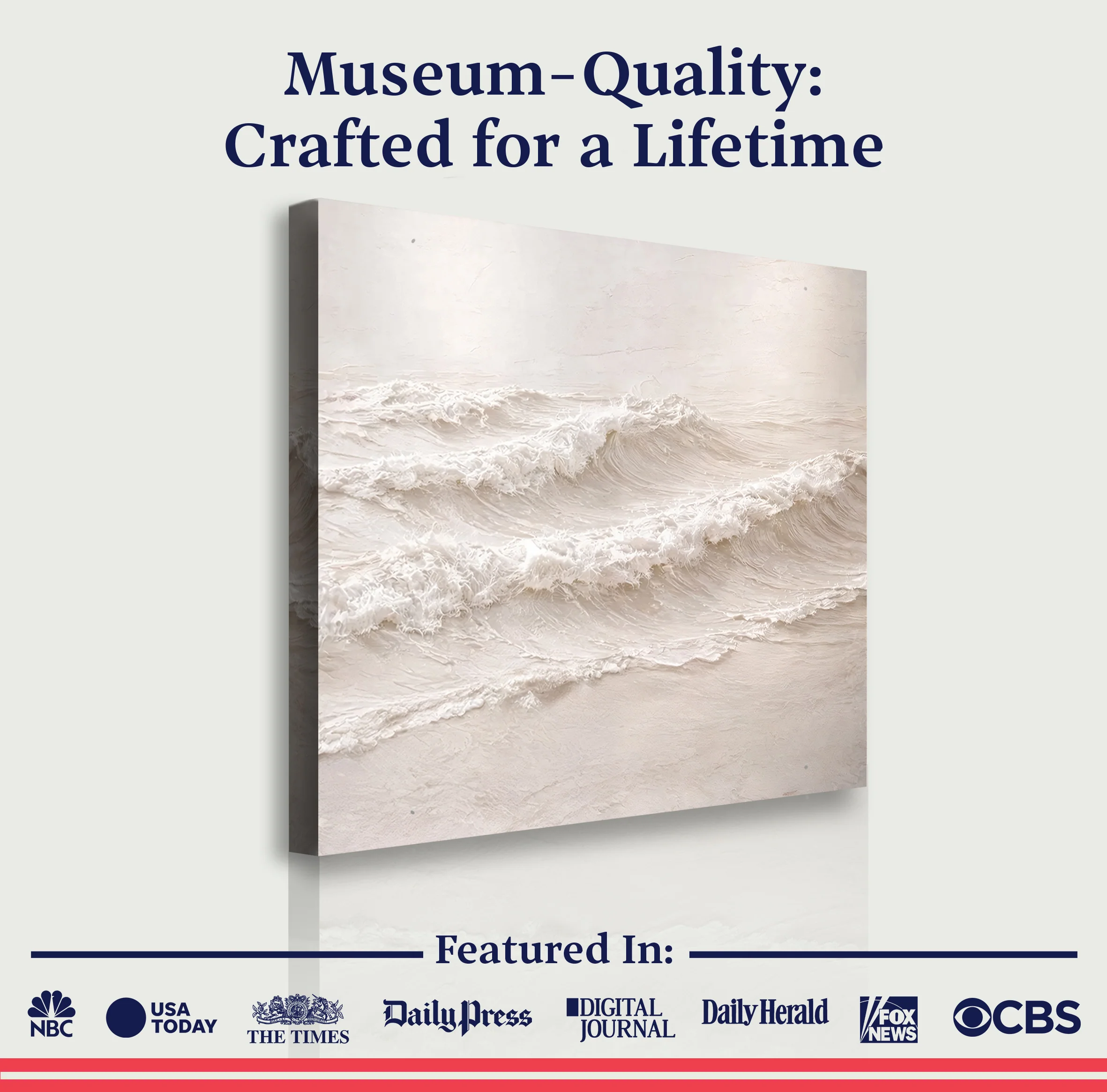 White Impasto Ocean Waves — Rolling Surf Wall Art - Image 6