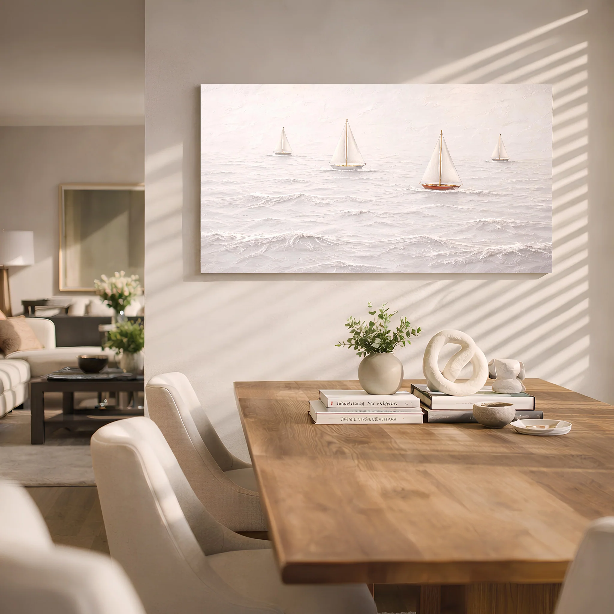 White Impasto Sailboats — Tiny Boats & The Sea Wall Art - Image 5