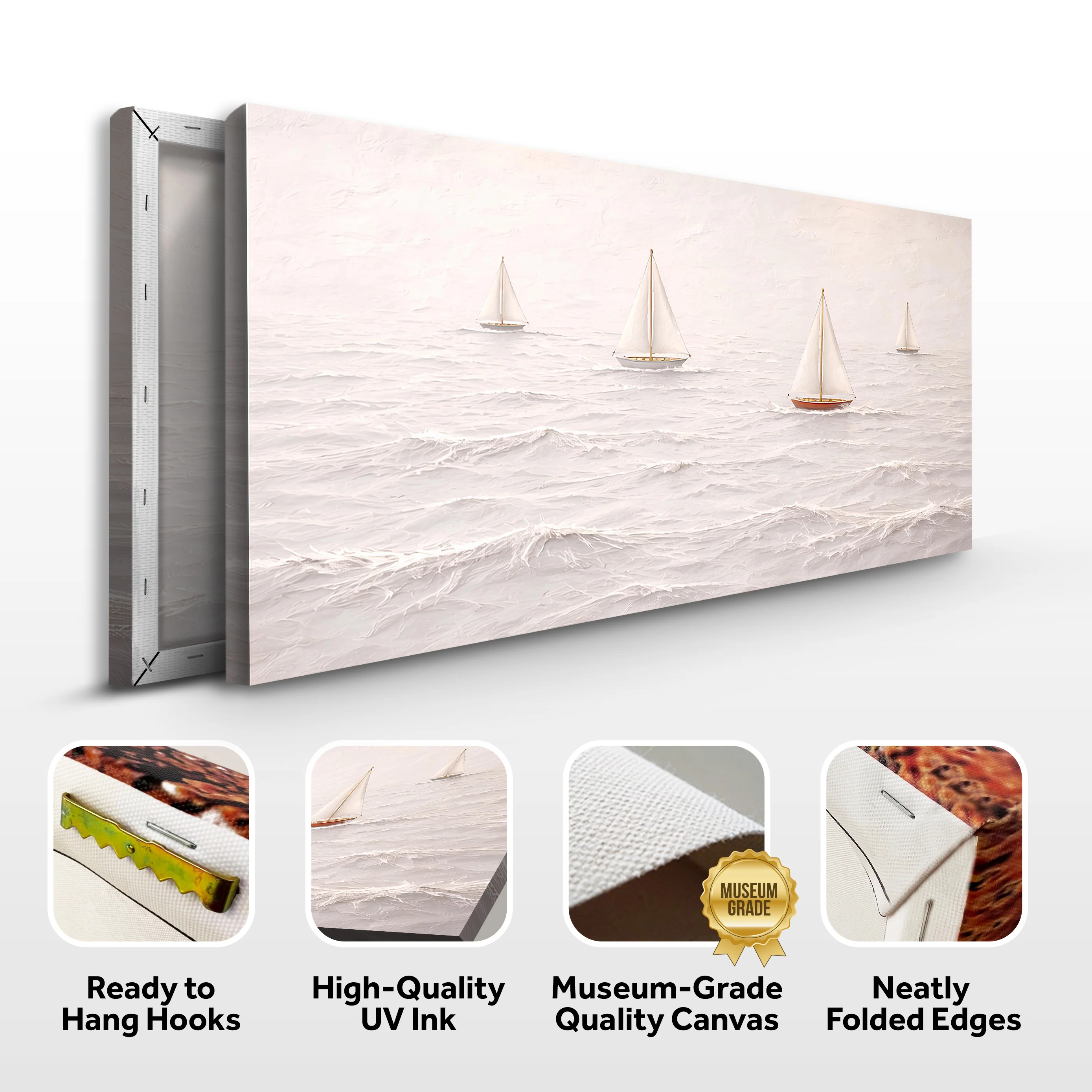 White Impasto Sailboats — Tiny Boats & The Sea Wall Art - Image 8