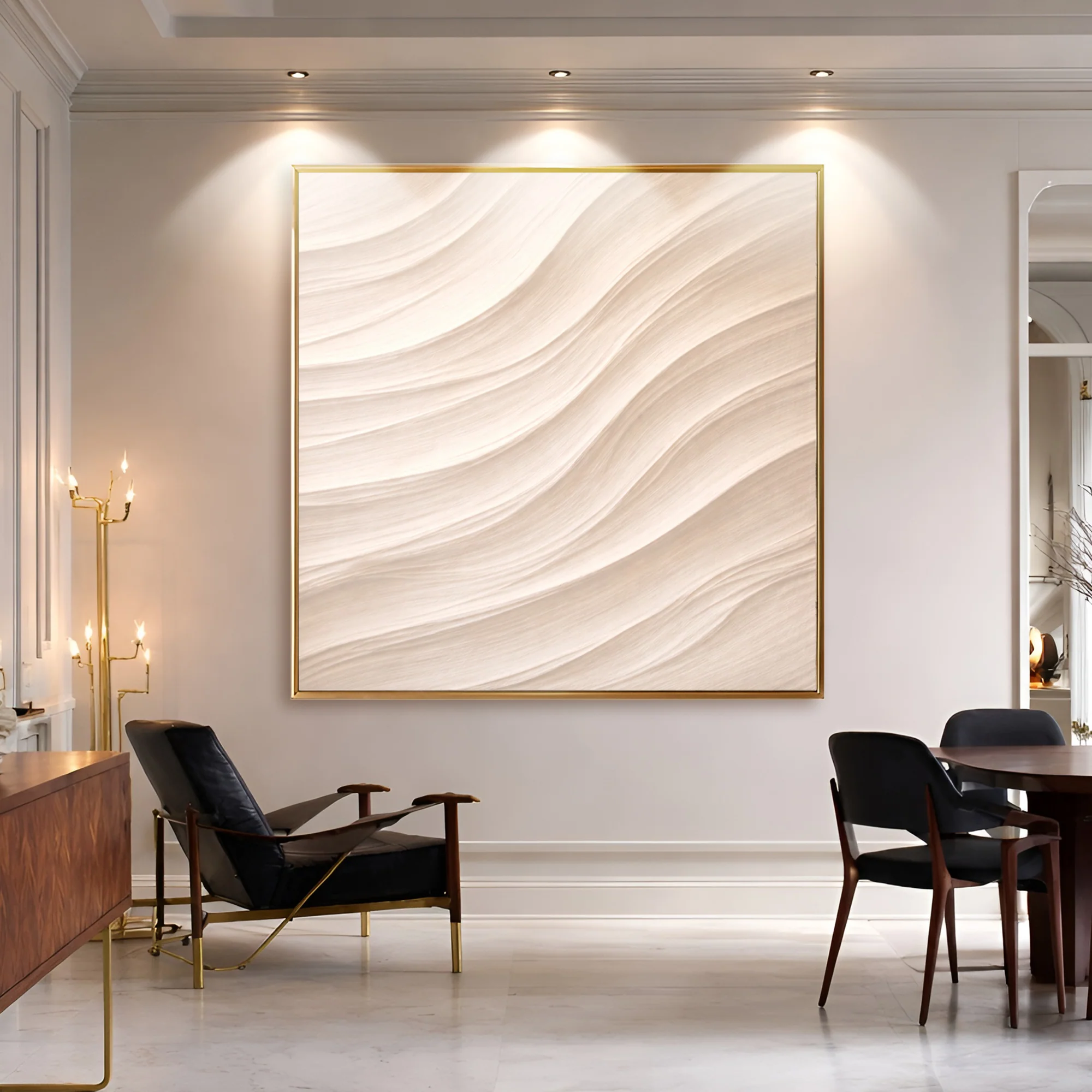 Wave Plaster — White Flowing Ridges Wall Art - Image 3