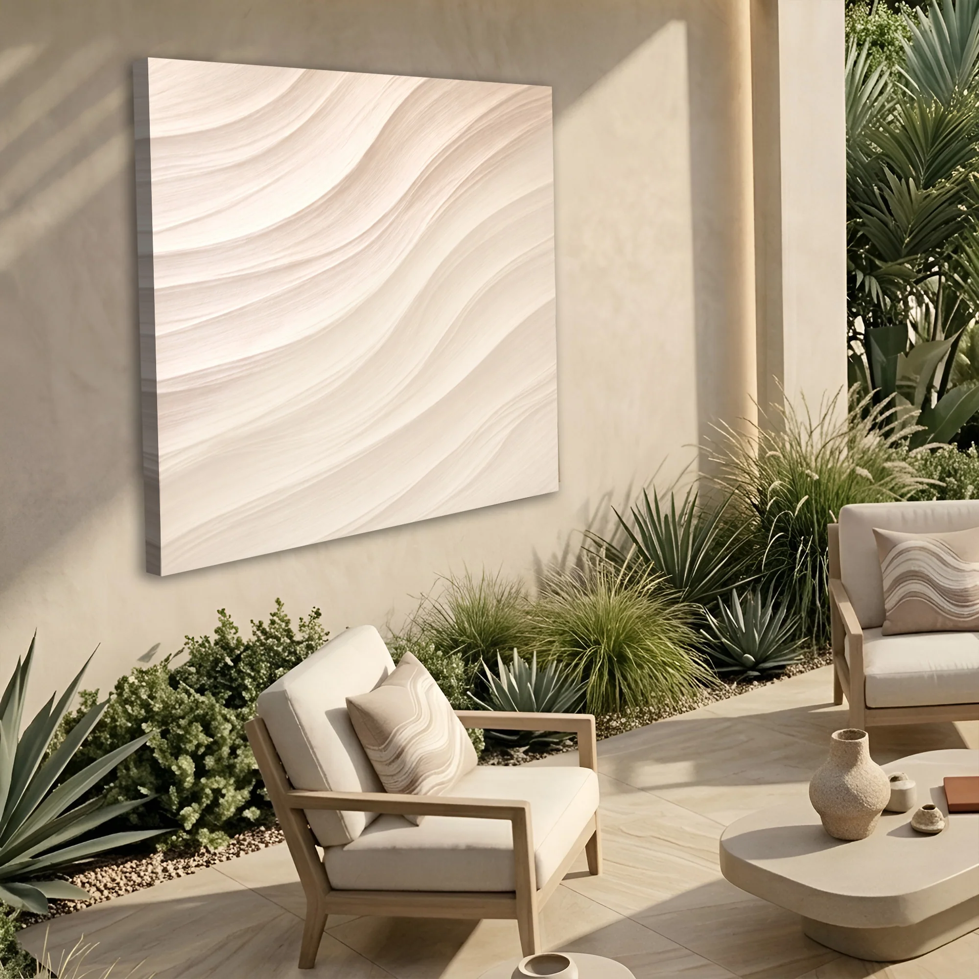 Wave Plaster — White Flowing Ridges Wall Art - Image 4
