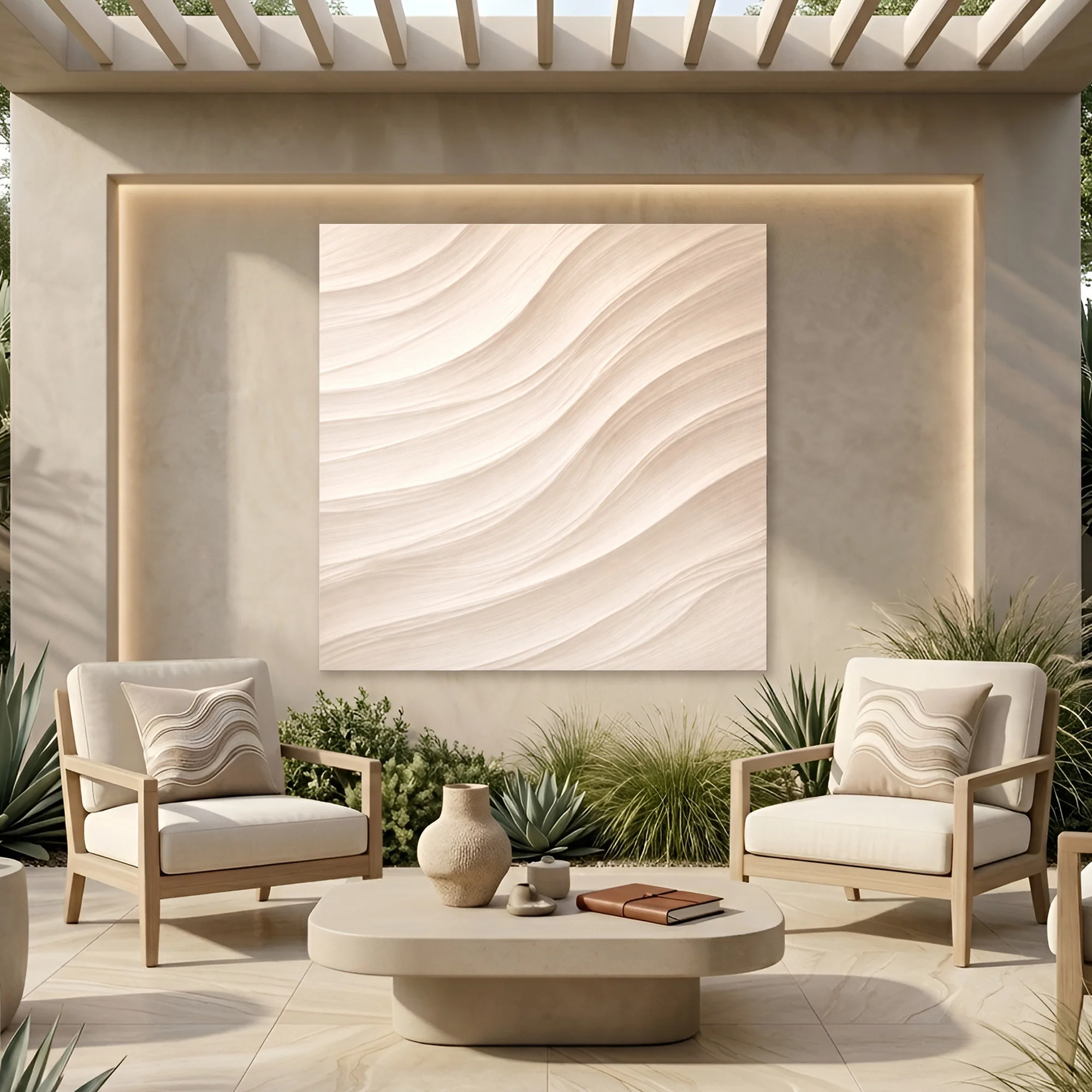 Wave Plaster — White Flowing Ridges Wall Art - Image 5