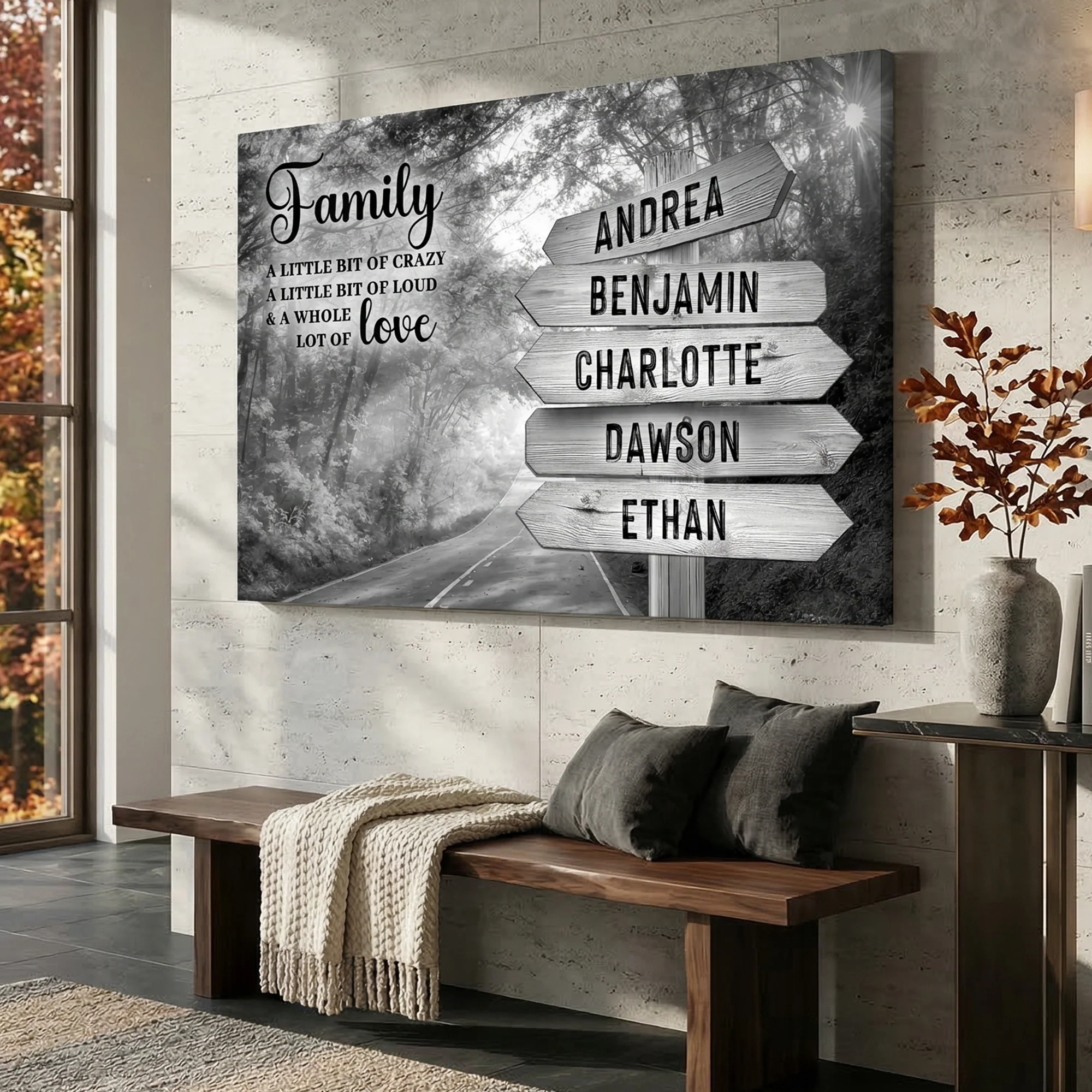 Family Whole Lot Of Love Grey Autumn Road Wall Sign - Image 2