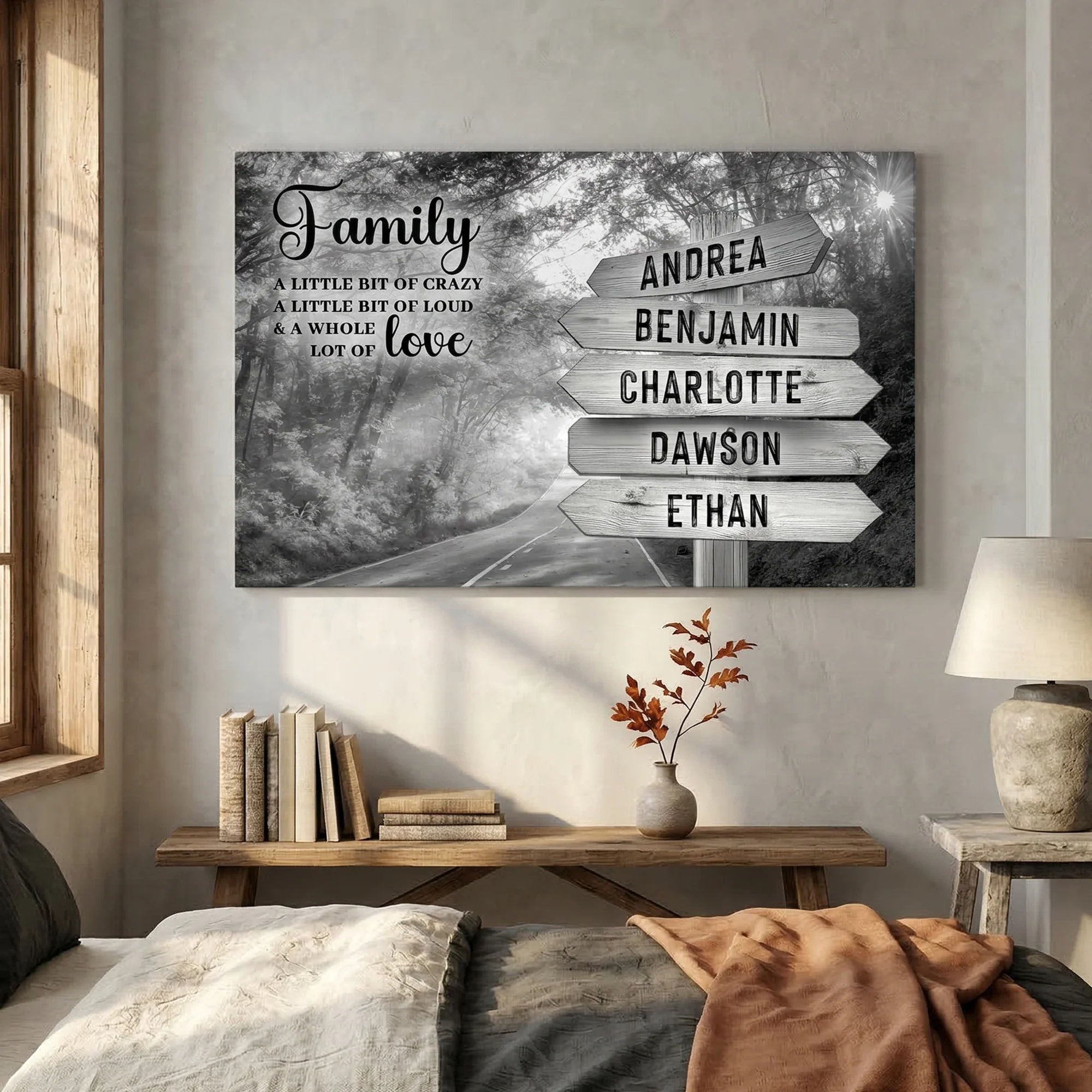 Family Whole Lot Of Love Grey Autumn Road Wall Sign - Image 3
