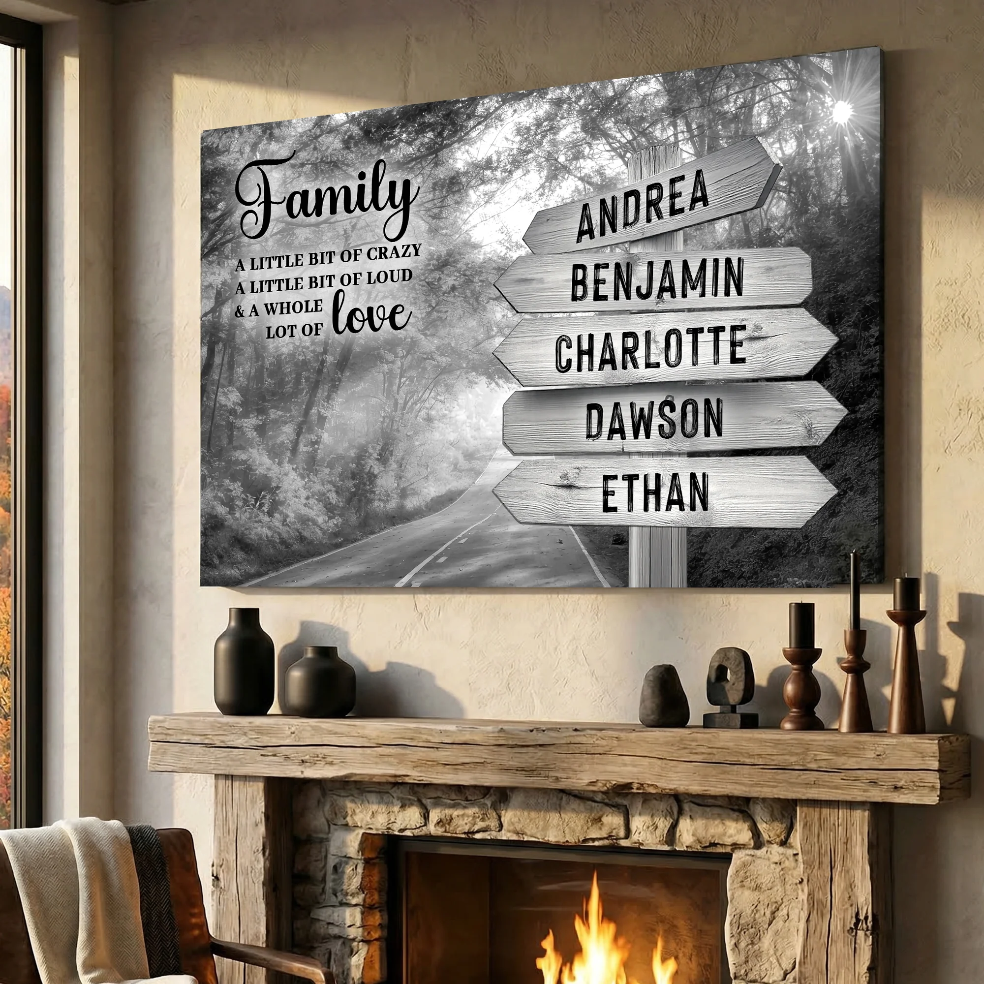 Family Whole Lot Of Love Grey Autumn Road Wall Sign - Image 4