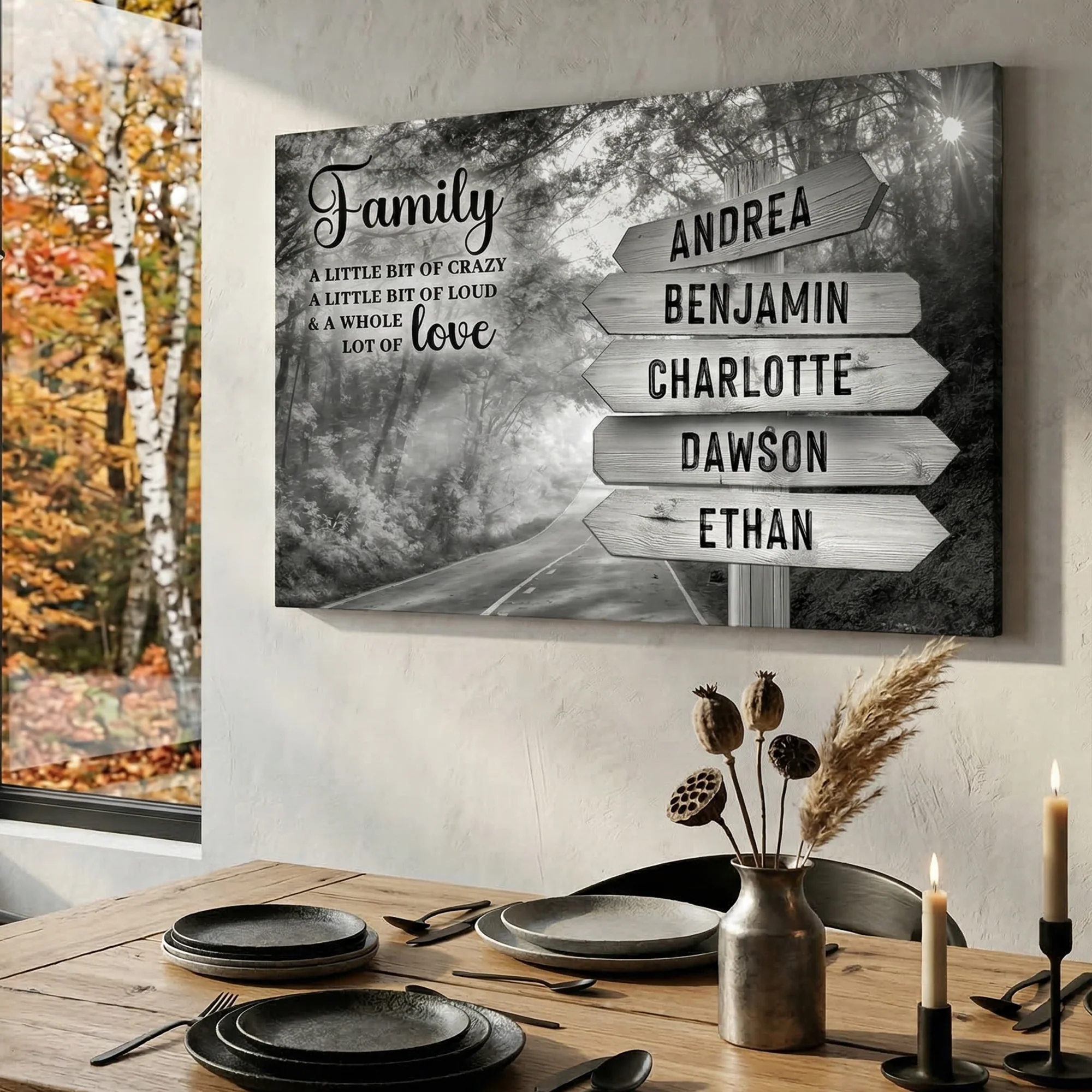 Family Whole Lot Of Love Grey Autumn Road Wall Sign - Image 5
