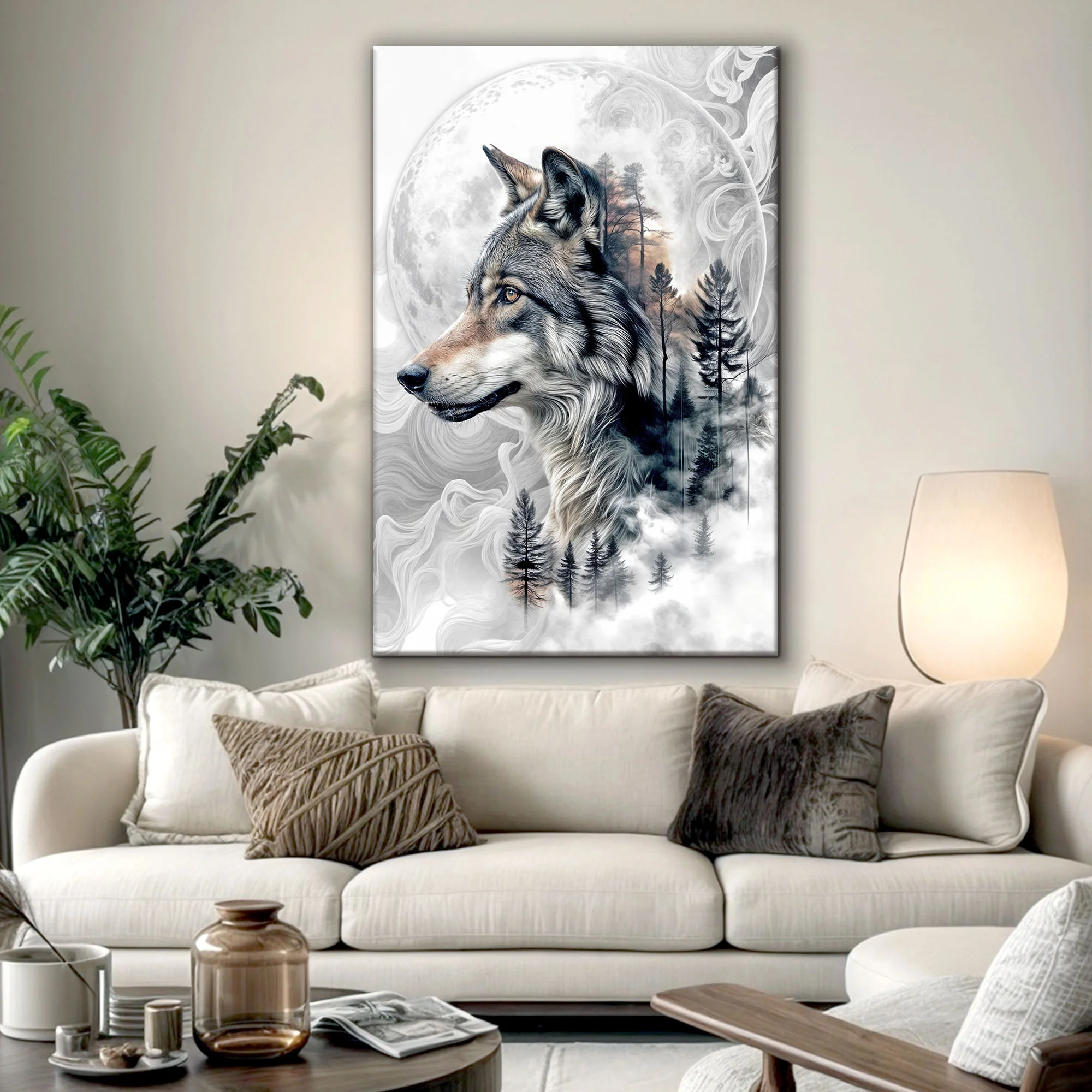 Wolf Double Exposure Wall Art - Image 3