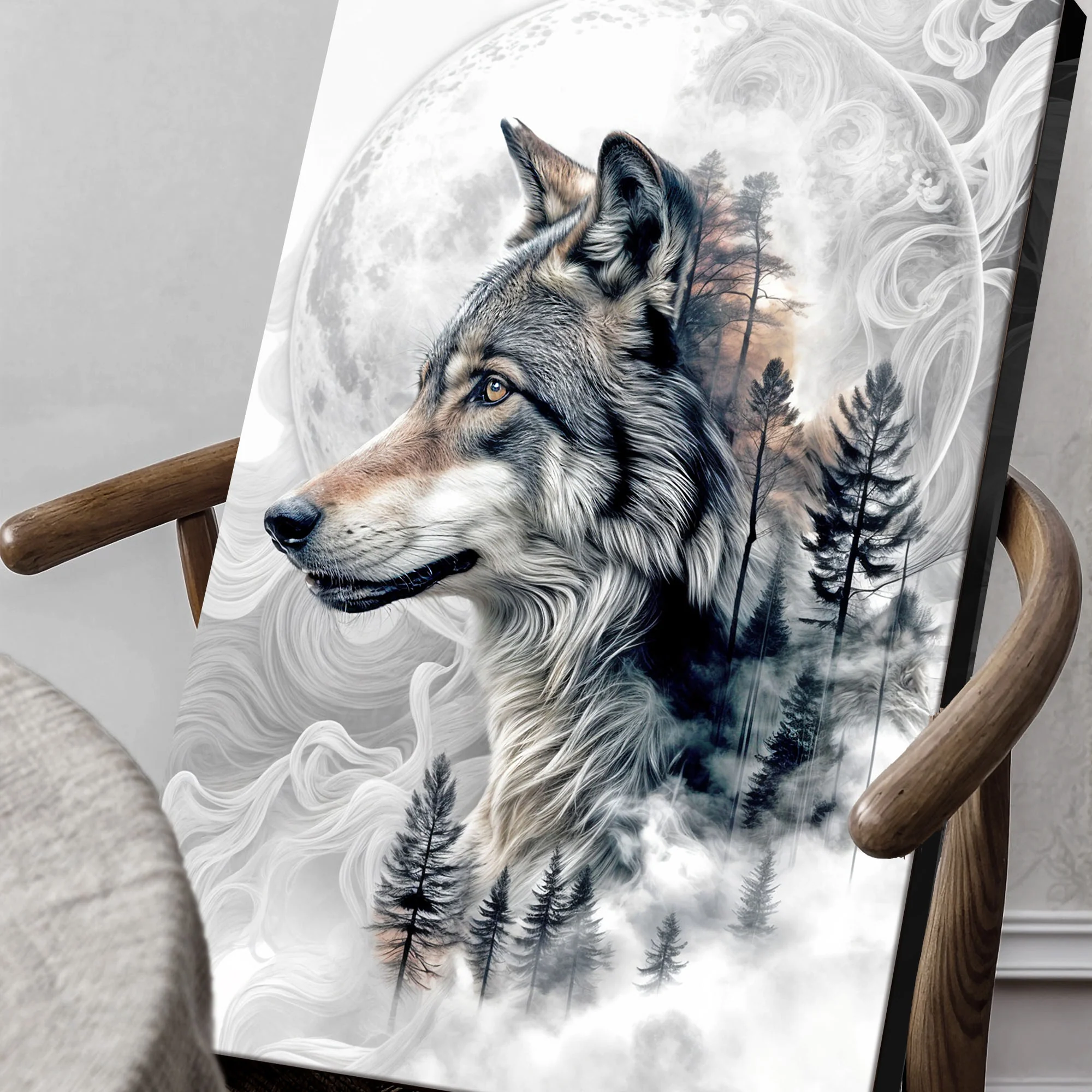 Wolf Double Exposure Wall Art - Image 5