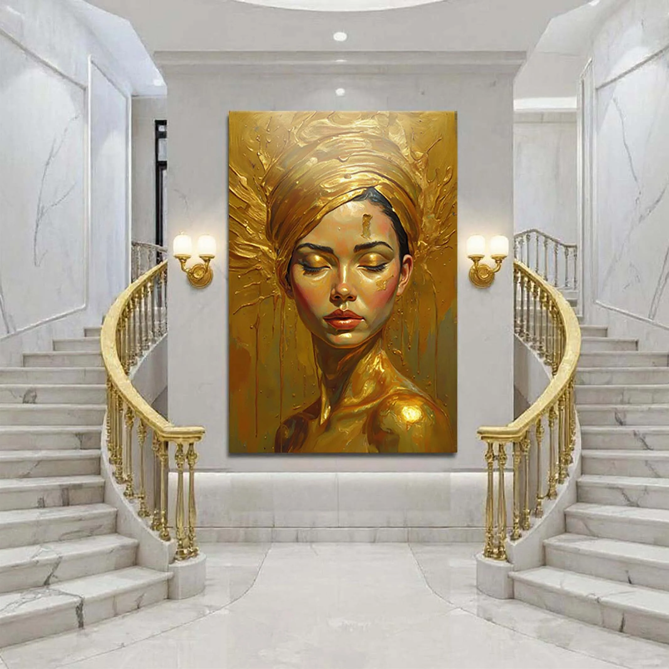 Woman's Golden Serenity Wall Art - Image 3