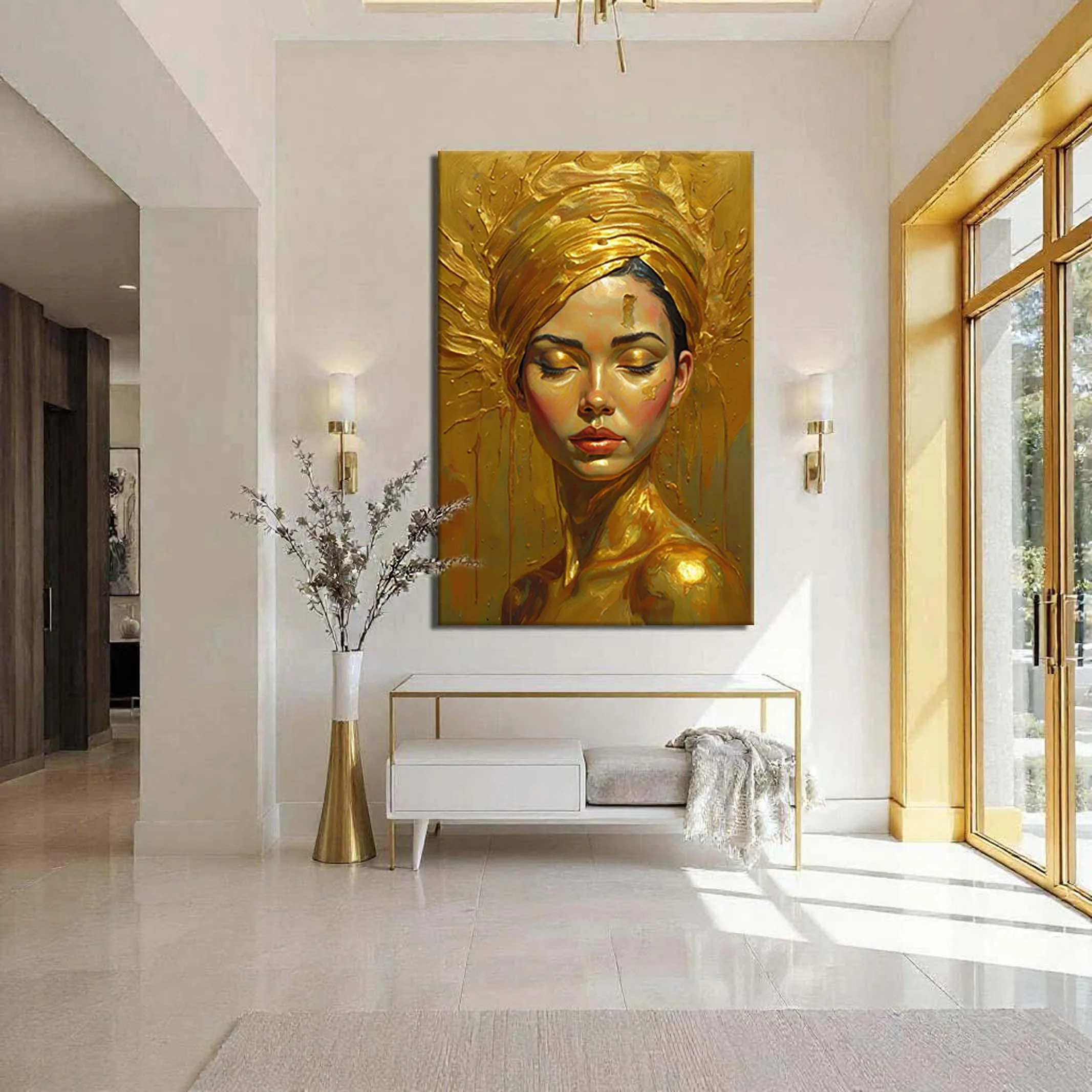 Woman's Golden Serenity Wall Art - Image 5