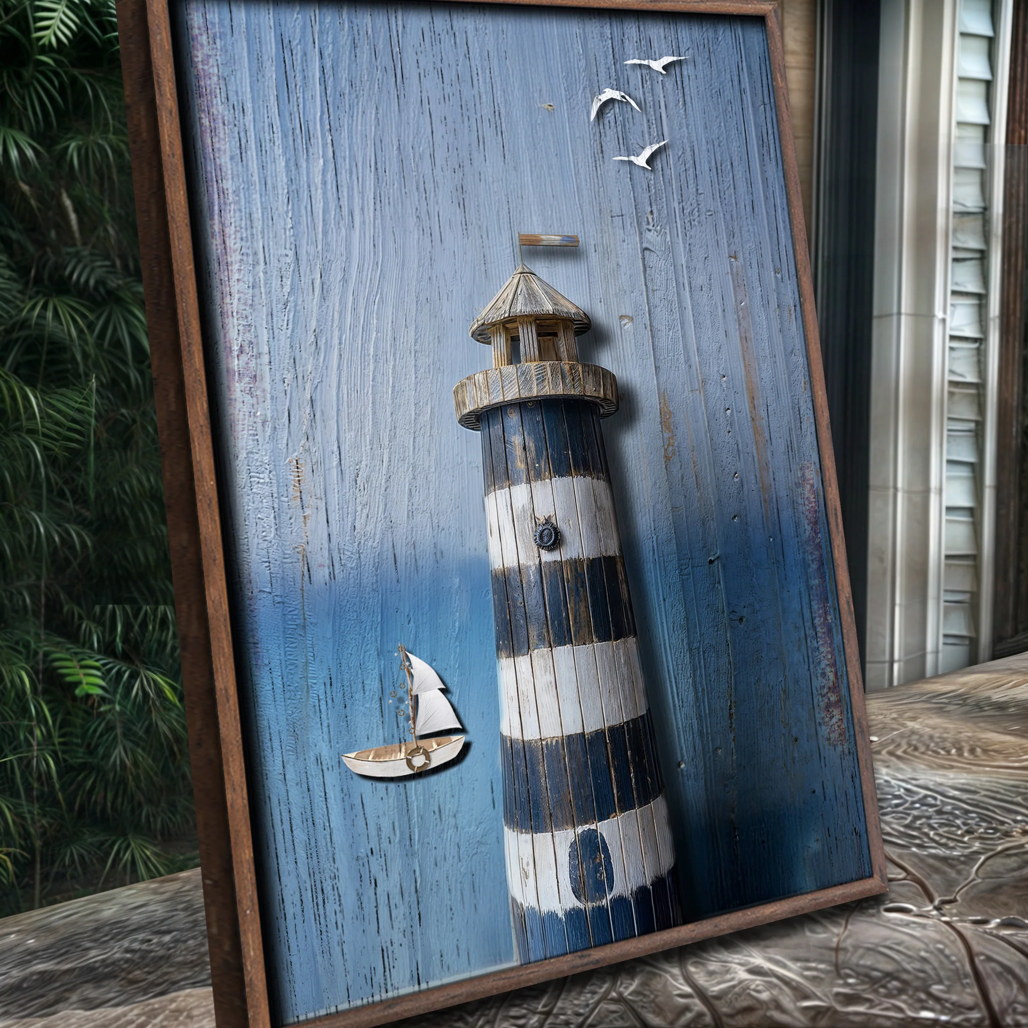 Wooden Lighthouse Coastal Wall Art III - Image 5