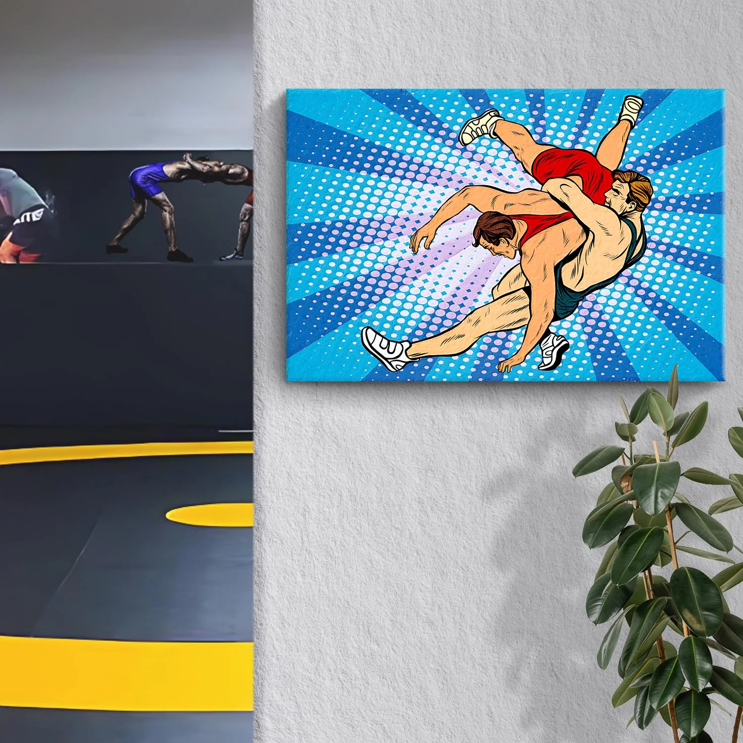 Wrestling Comic Style Canvas Wall Art - Image 2