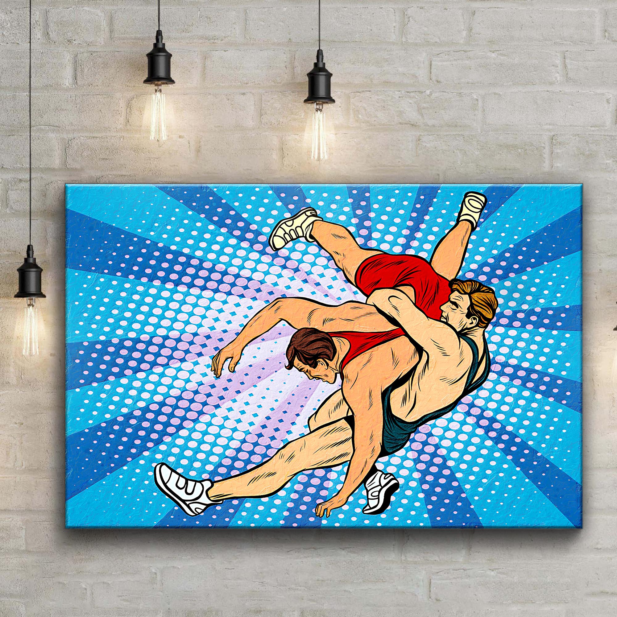Wrestling Comic Style Canvas Wall Art - Image 3