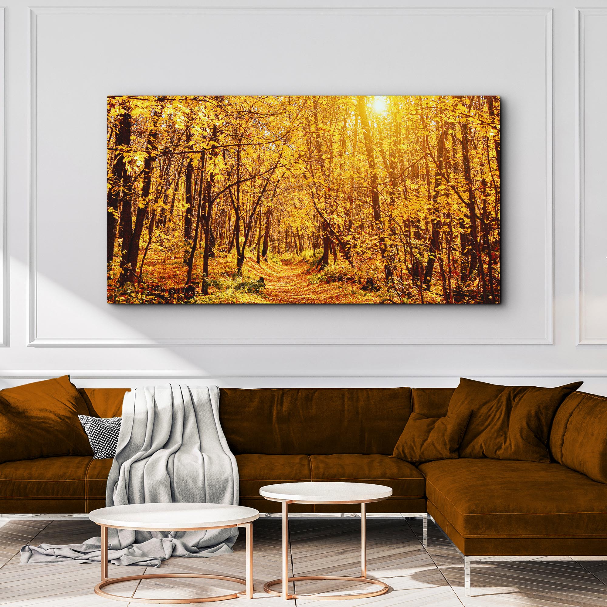 Yellow Autumn Forest Canvas Wall Art - Image 3