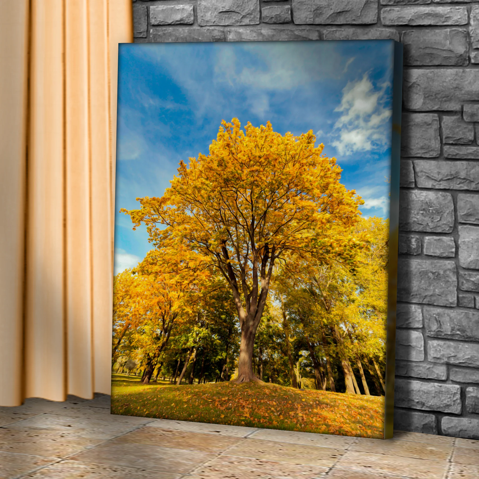 Yellow Maple Tree Canvas Wall Art - Image 2