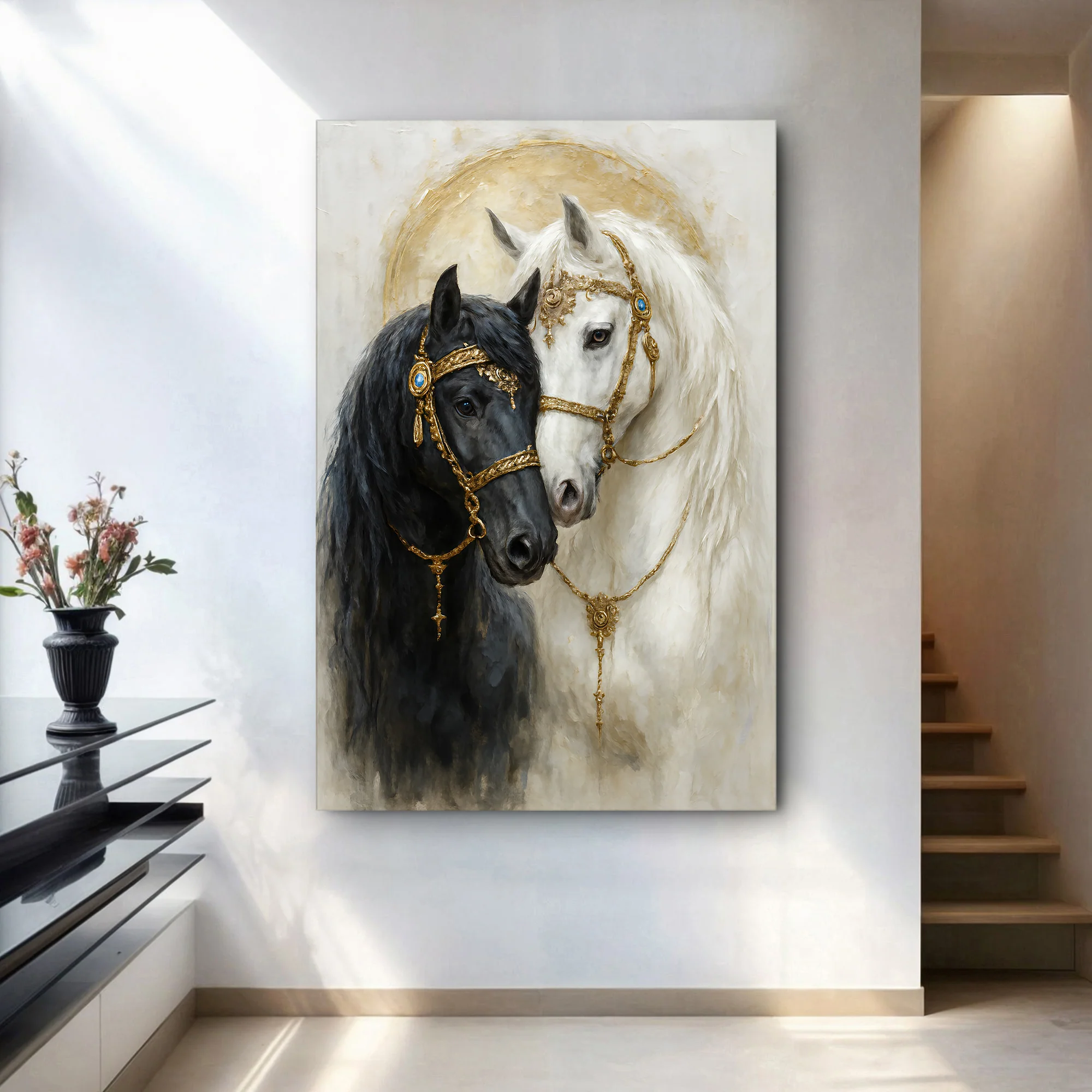 Yin And Yang Horse Embrace Wall Art - Image 2
