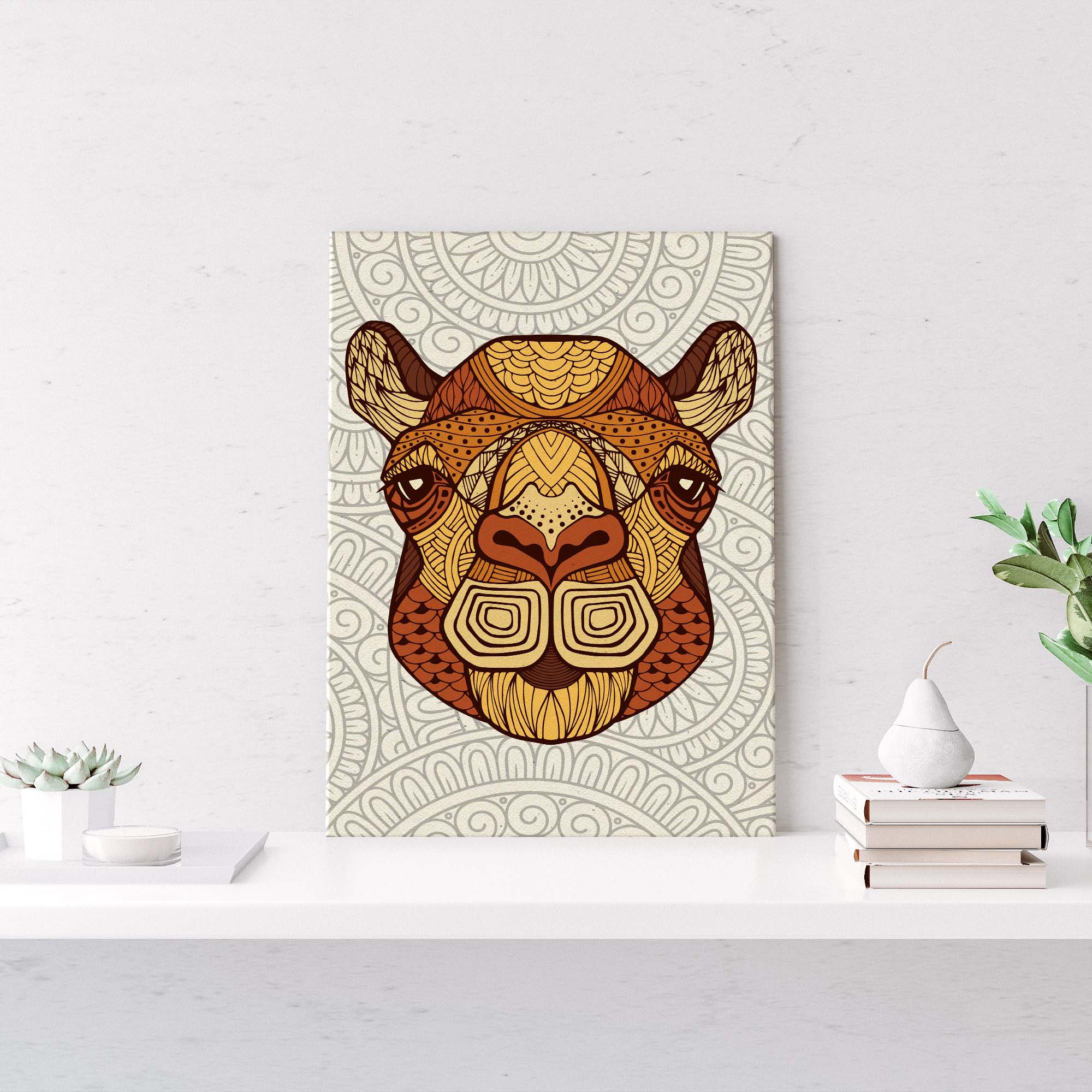 Zentangle Camel Head Canvas Wall Art - Image 2